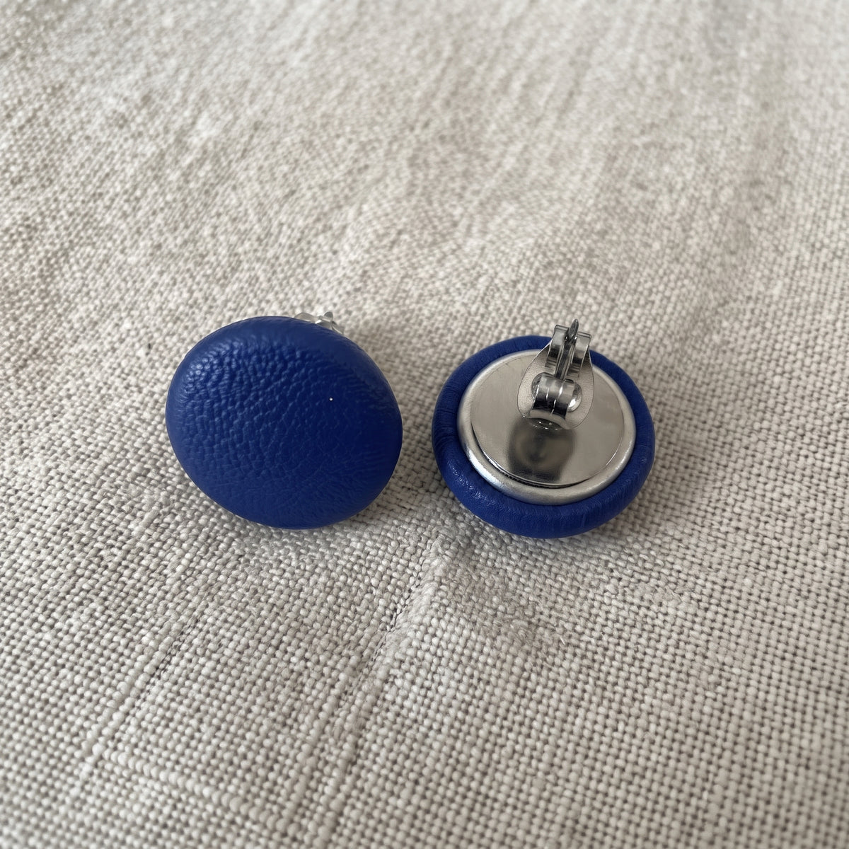 Leather Button Stud Earrings | Round PU Leather Studs | 14mm | 5 Colours