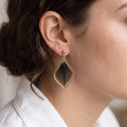 Woven Teardrop Earrings, Handmade Gold Alloy Drops