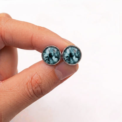 Watercolour Stud Earrings | Colourful Glass Dome Studs | 12mm