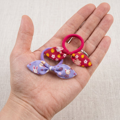 Fabric Bow Hair Ties 2 Pack | Printed Elastic Hair Bows