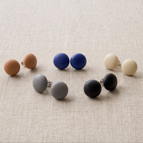 Leather Stud Earrings – Round Button Style, 14mm Handmade Jewellery