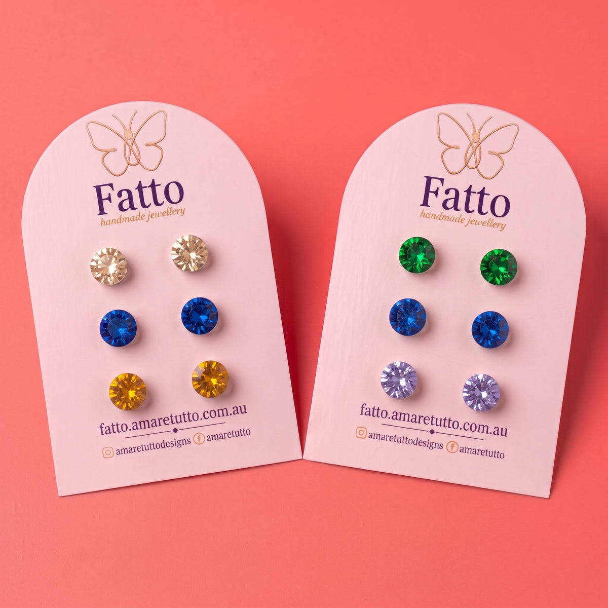 Crystal Stud Earrings | Stainless Steel Glass Crystal Studs | 8mm