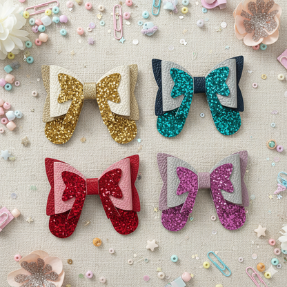 Glitter PU Leather Hair Bow | Pebble & Glitter Design