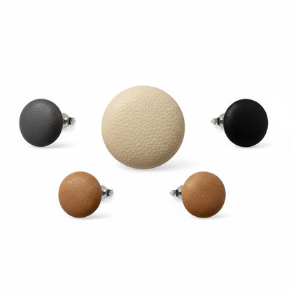 Leather Stud Earrings – Round Button Style, 14mm Handmade Jewellery