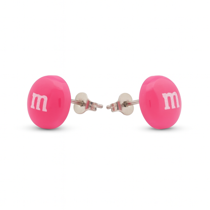 Colourful Resin Stud Earrings M&M Logo Handmade Fun Jewellery Gift | 14mm