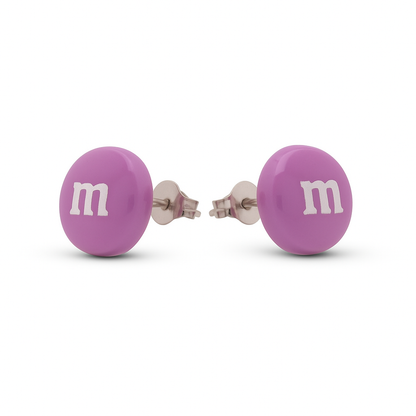 Colourful Resin Stud Earrings M&M Logo Handmade Fun Jewellery Gift | 14mm