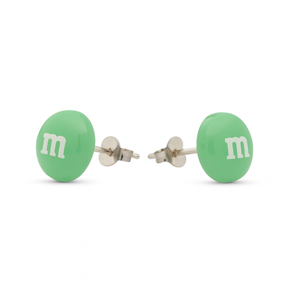 Colourful Resin Stud Earrings M&M Logo Handmade Fun Jewellery Gift | 14mm