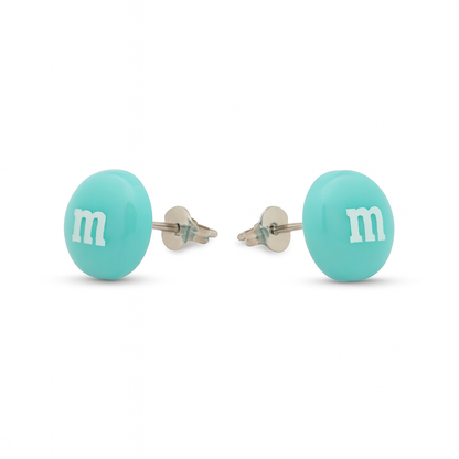 Colourful Resin Stud Earrings M&M Logo Handmade Fun Jewellery Gift | 14mm