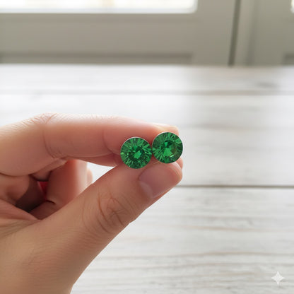 Crystal Stud Earrings – Stainless Steel with Pointed-Back Glass Crystals