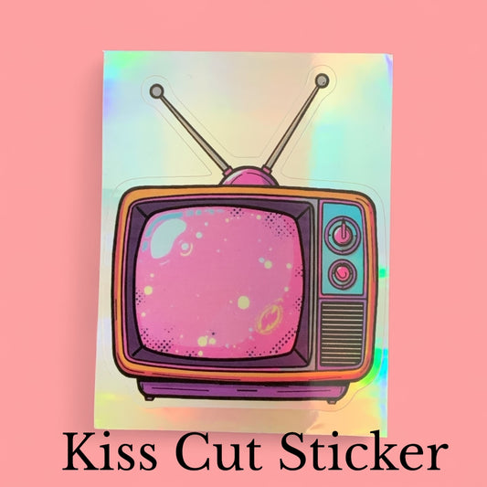 Retro TV Cosmic Rainbow | Nostalgic | Holographic Foil | Kiss-Cut Sticker