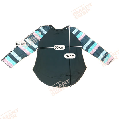 Shein Curve Women's Striped Top | Black Multicolor | Long Sleeve | 2XL (20-22) | New