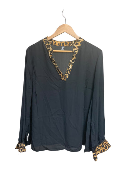 Shein Women's Blouse | Black Leopard Print | V-Neck | Long Sleeve | 2XL | NWOT