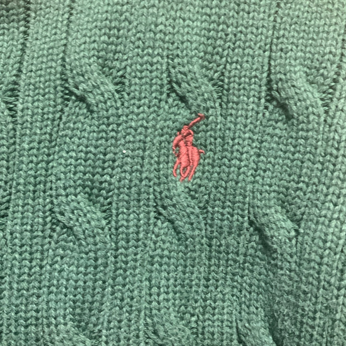 Ralph Lauren Polo Sweater | Green Cable Knit | 18 Months | Pre-Owned