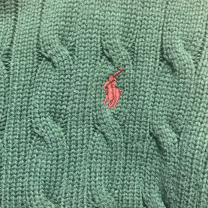 Ralph Lauren Polo Sweater | Green Cable Knit | 18 Months | Pre-Owned