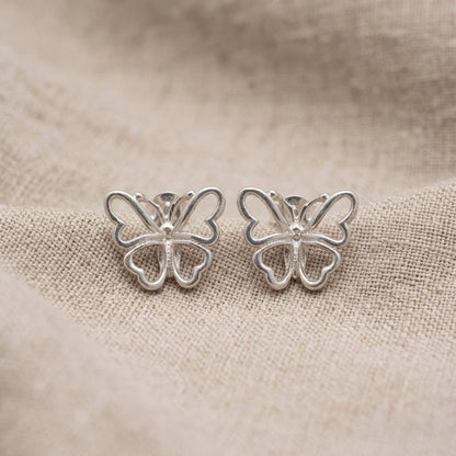 Butterfly Stud Earrings | 925 Sterling Silver | 14mm | New