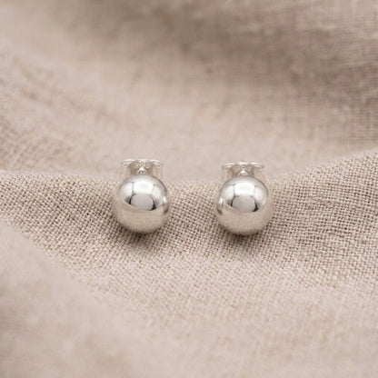 Ball Stud Earrings | 925 Sterling Silver | 8mm | New