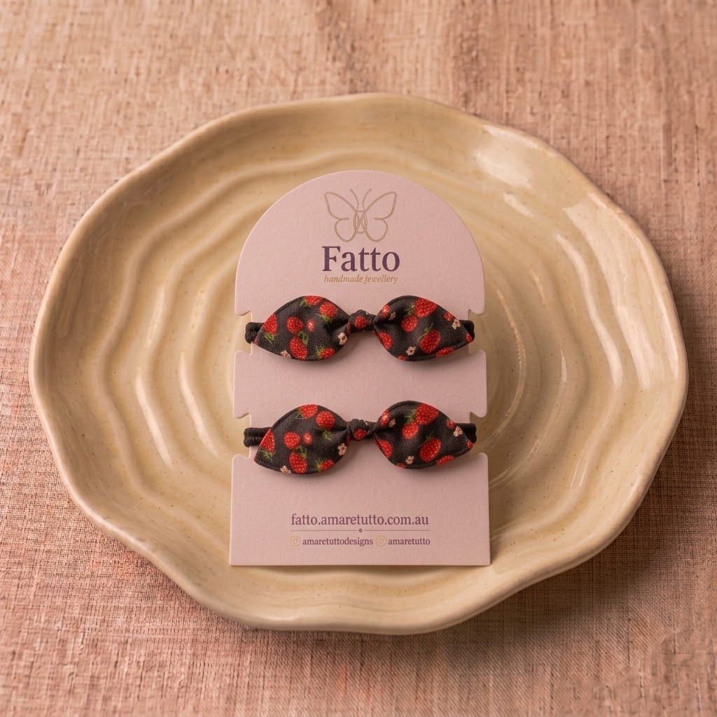 Fabric Bow Hair Ties 2 Pack | Printed Elastic Hair Bows