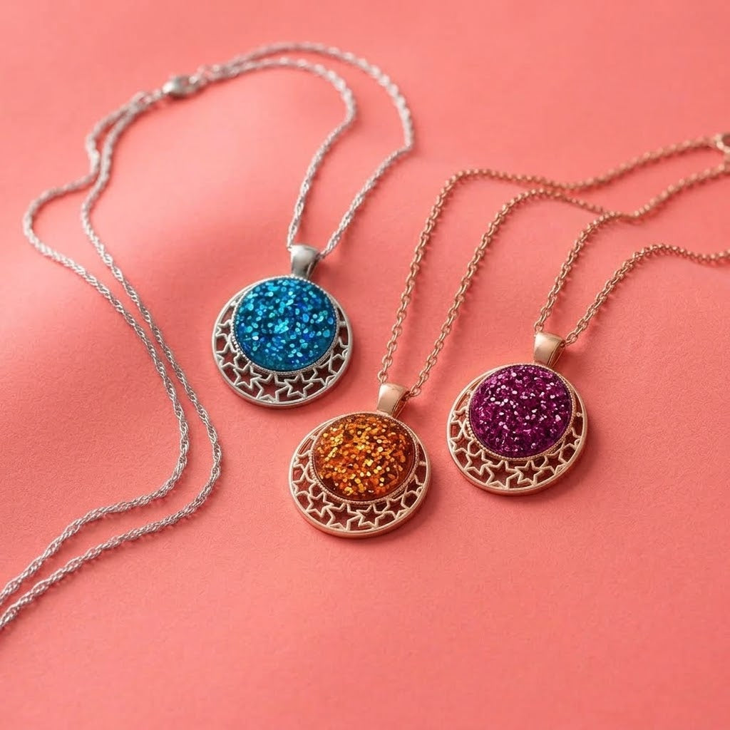 Glitter Star Pendant Necklace | Sparkle Statement Necklace | 45cm