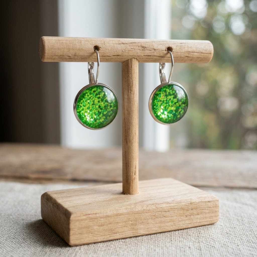 Glitter Resin Drop Earrings | Silver Plated Dangle Earrings | 9 Colours