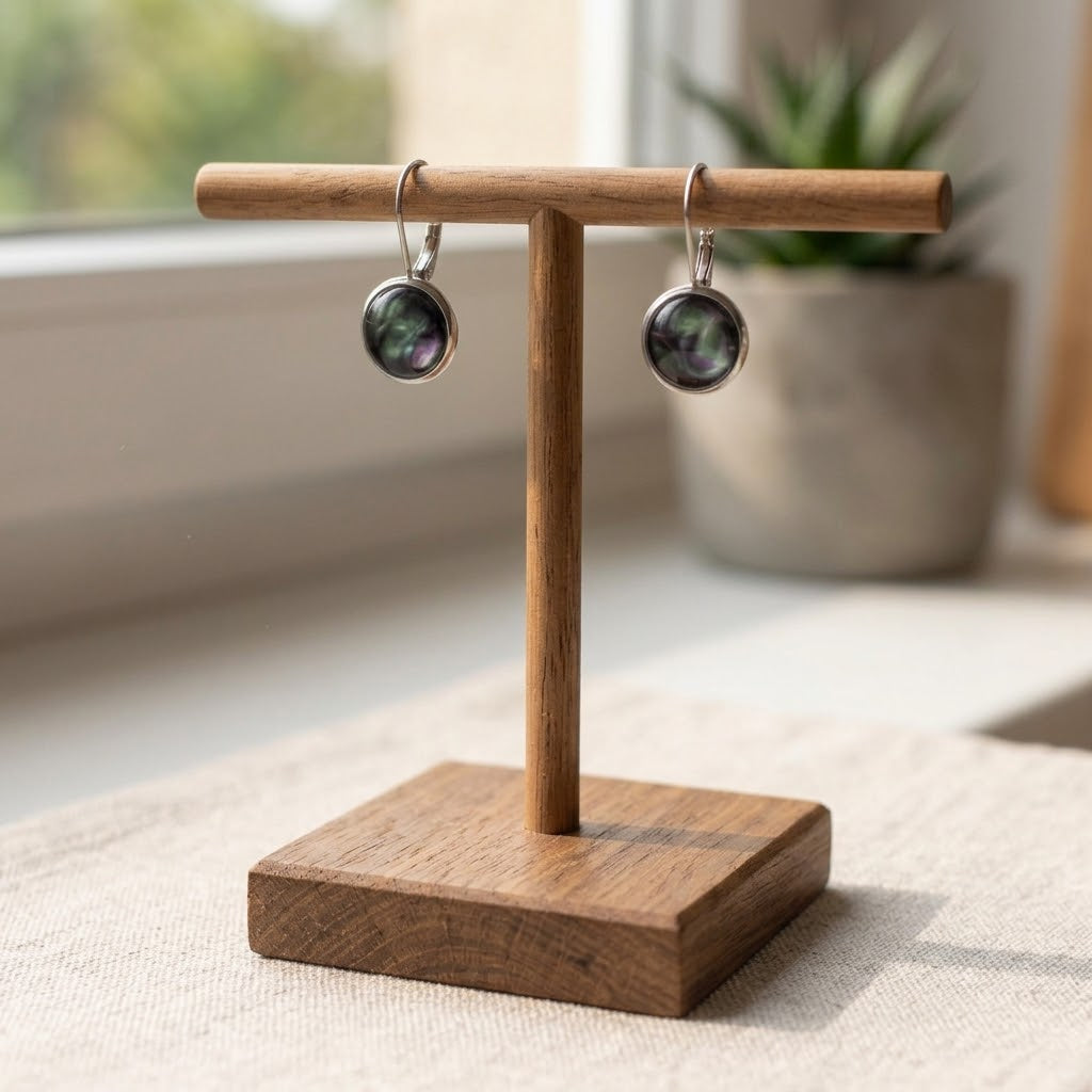 Cosmic Sparkle Drop Earrings | Iridescent Black Shimmer Dangles