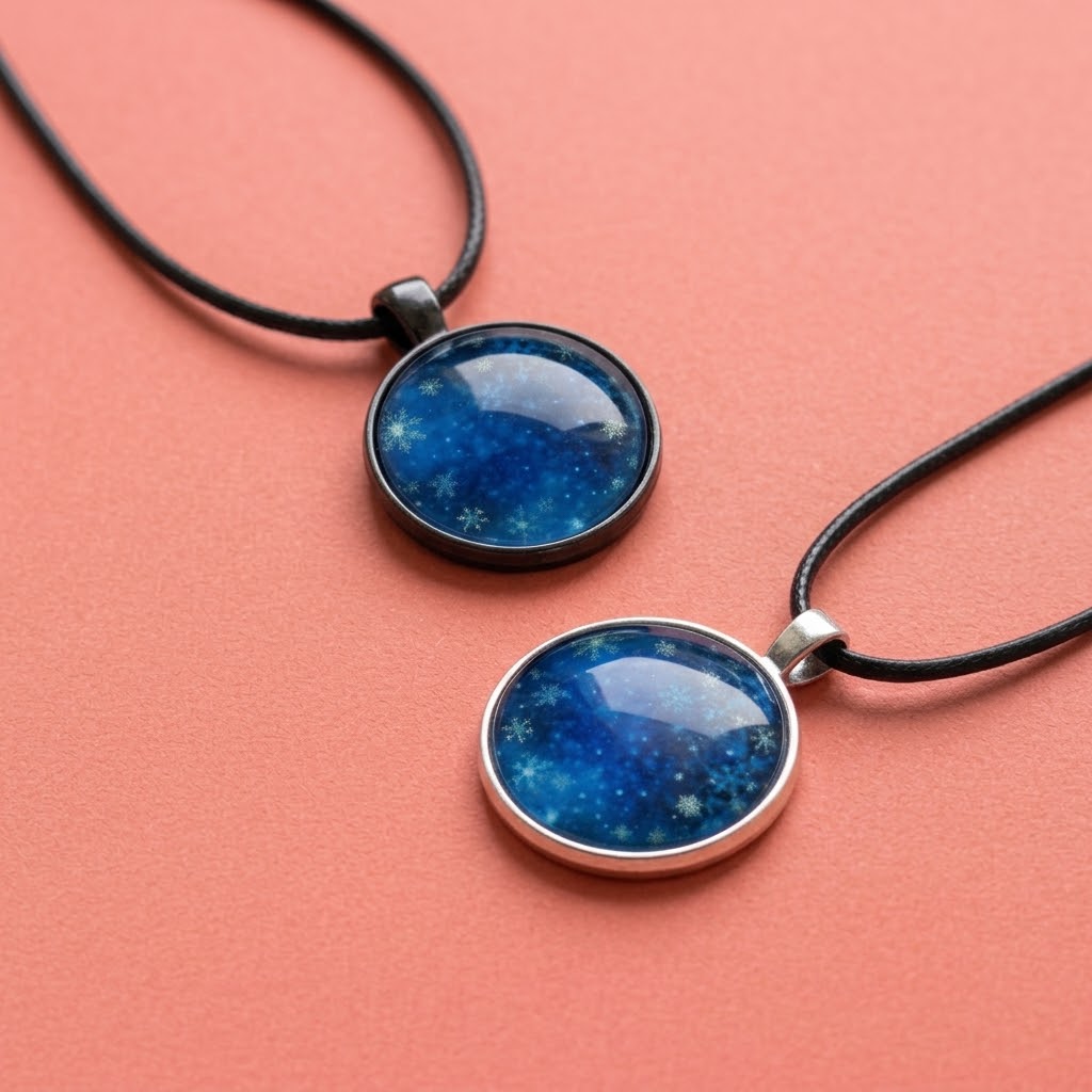 Snowflake Glass Dome Necklace | Winter Sparkle Pendant | 2 Colours