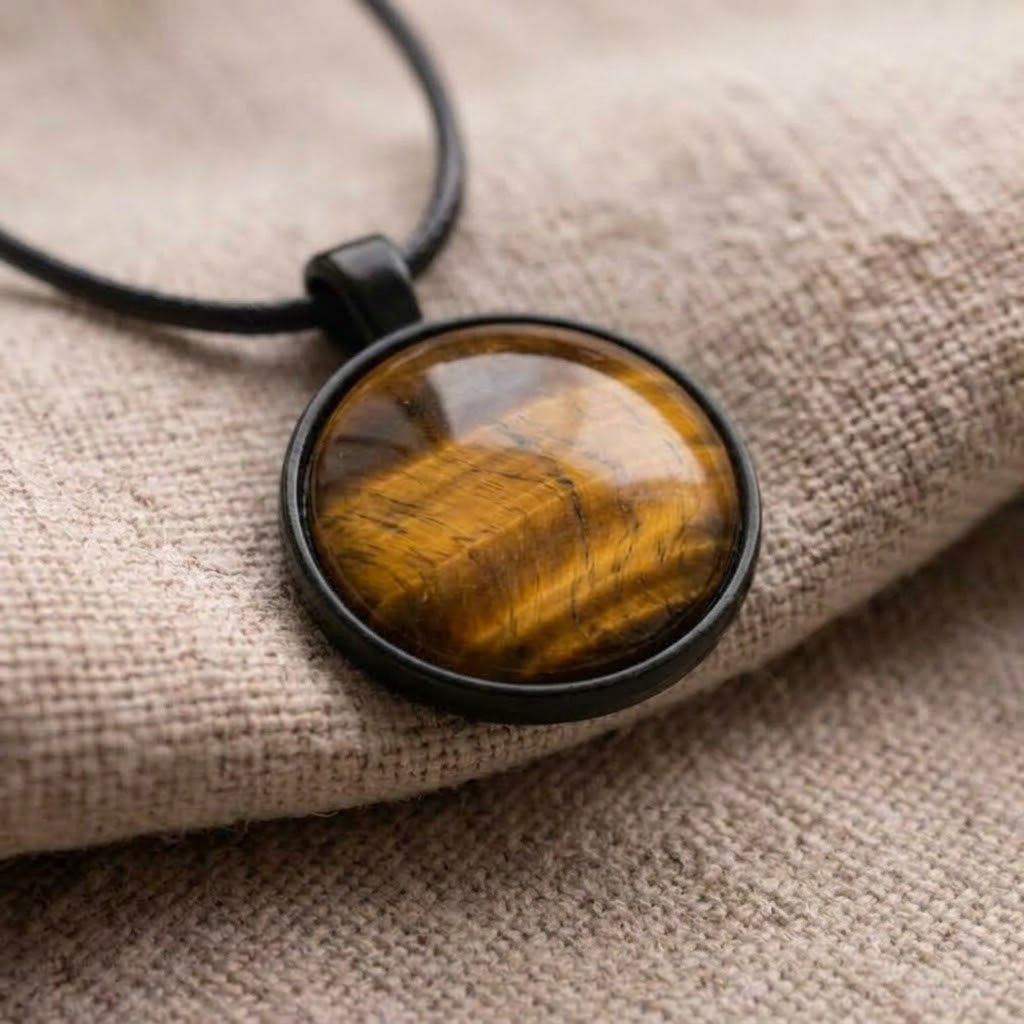 Tiger Eye Natural Stone Necklace | Grounding Gemstone Pendant | 45cm