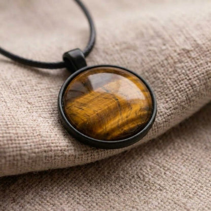Tiger Eye Natural Stone Necklace | Grounding Gemstone Pendant | 45cm