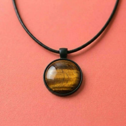 Tiger Eye Natural Stone Necklace | Grounding Gemstone Pendant | 45cm