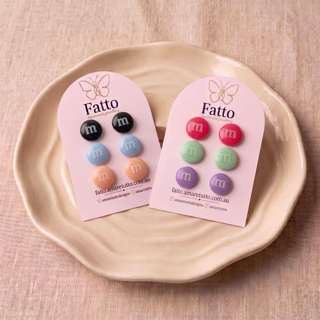 Colourful Candy Dot Stud Earrings | Acrylic Lolly Studs | 14mm | 9 Colours