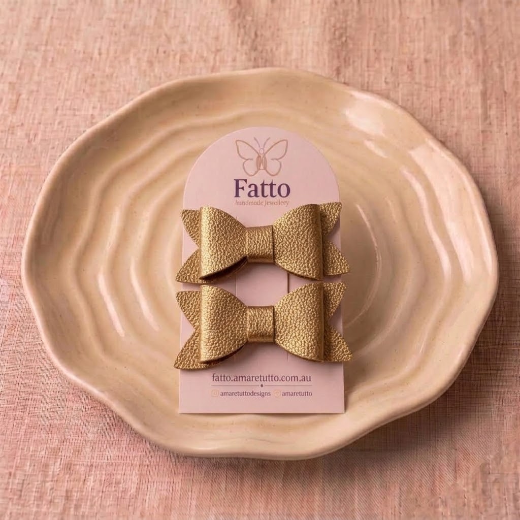 Metallic Pebble Hair Bows 2 Pack | Gold Rose Gold Bronze Clips