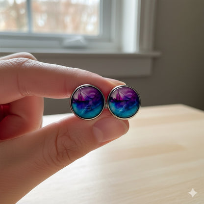 Colourful Watercolour Stainless Steel Stud Earrings