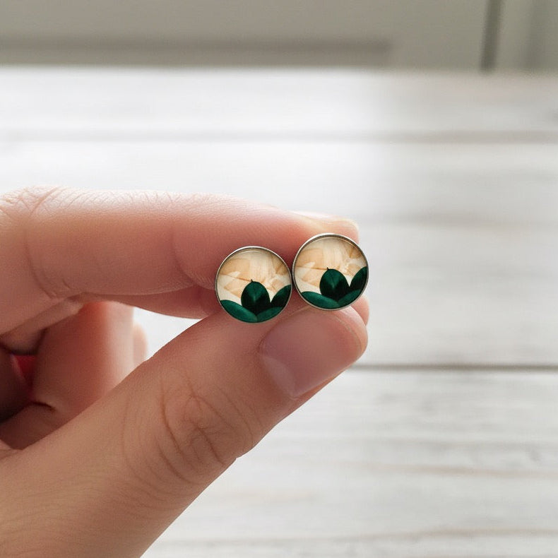 Colourful Watercolour Stainless Steel Stud Earrings