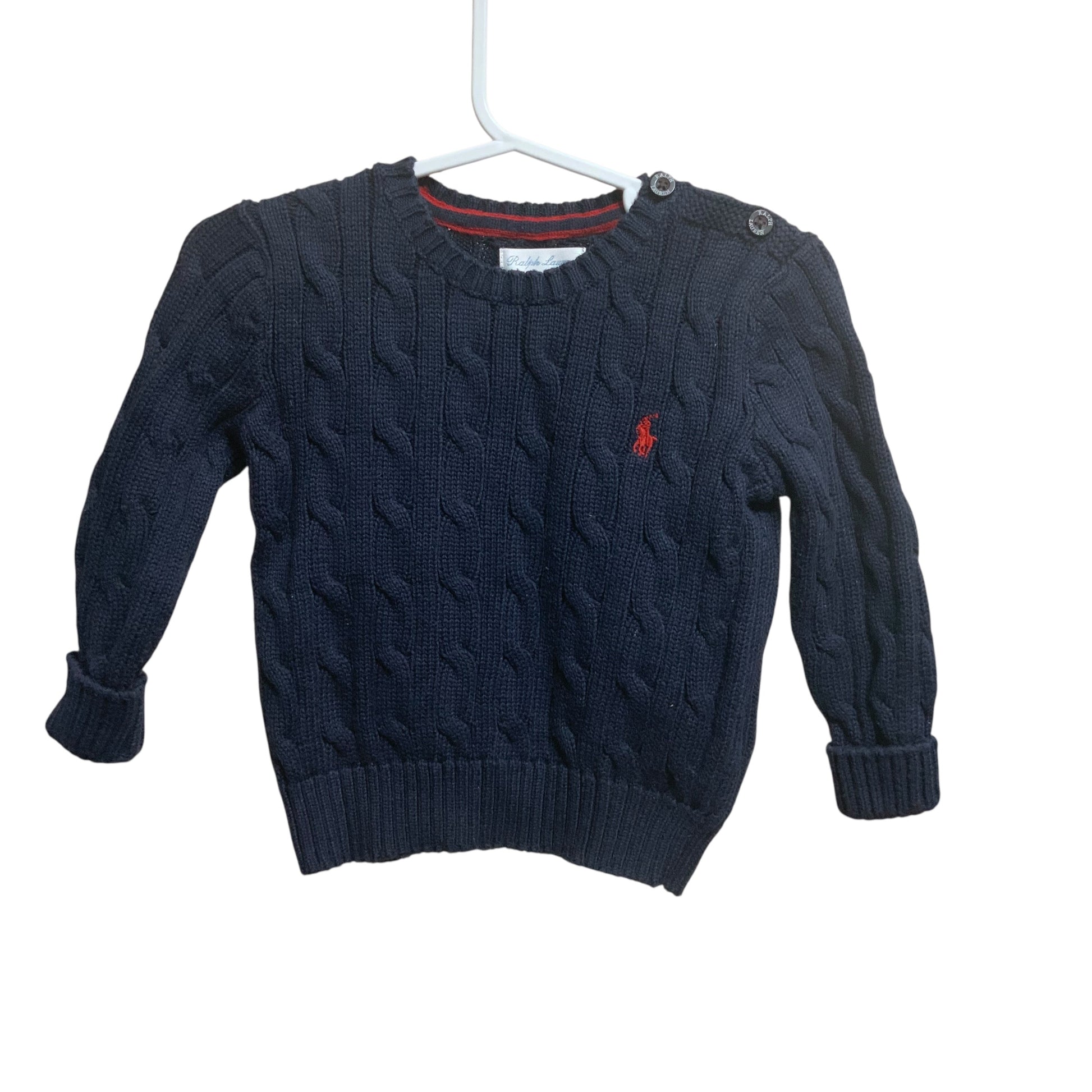 Ralph Lauren Polo Baby Cable Knit Jumper | Navy | 18M | Pre-Owned