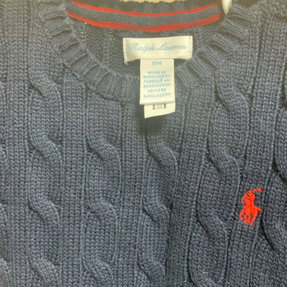 Ralph Lauren Polo Baby Cable Knit Jumper | Navy | 18M | Pre-Owned