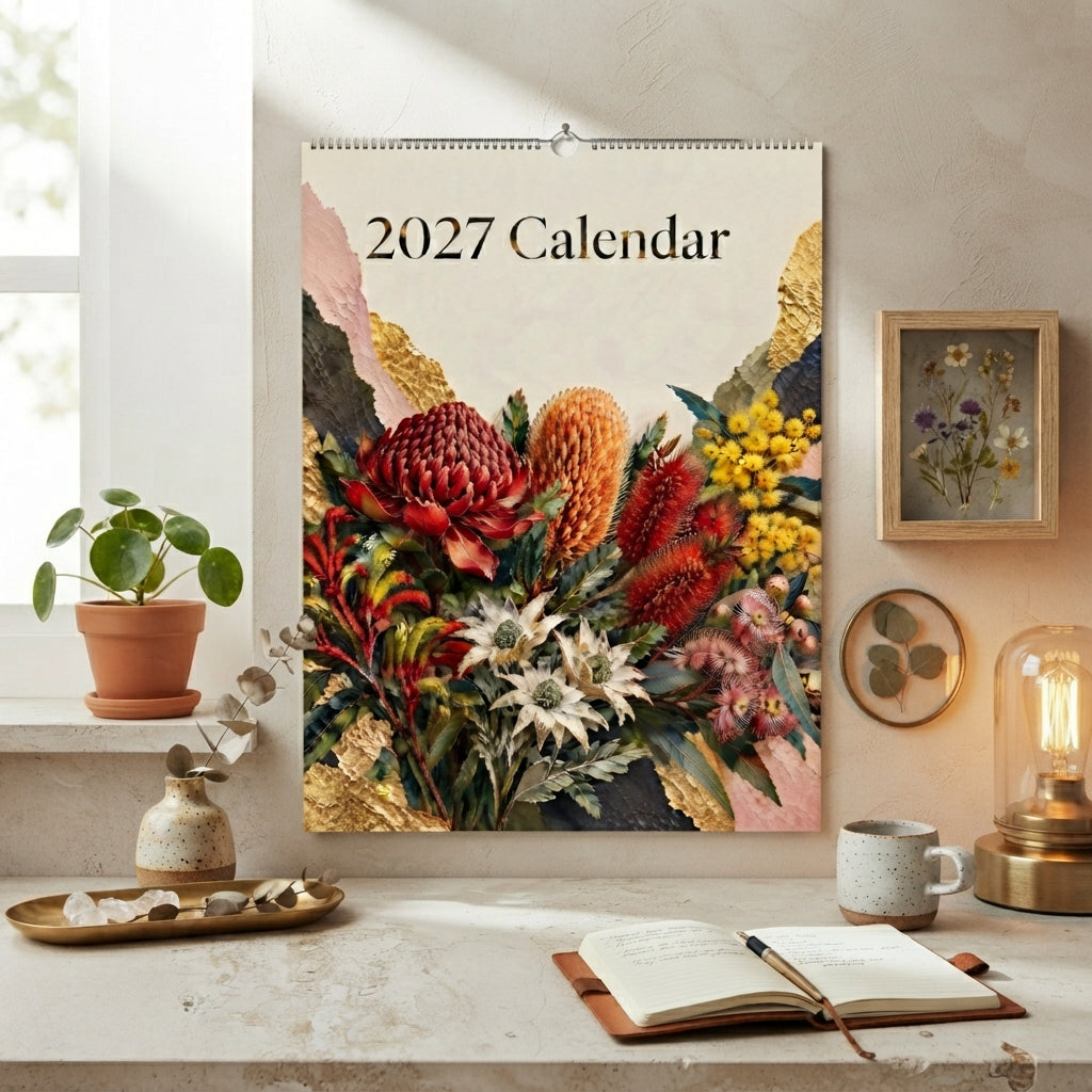 Australian Native Flowers 2027 Wall Calendar | A3 Fine Art Botanical Wildflower Calendar