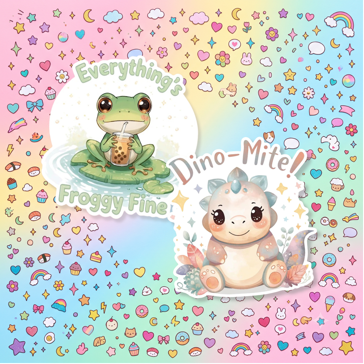 Kawaii Animals Sticker 5-Pack | Vinyl Decal Bundle | Adesiva