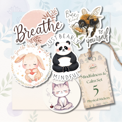 Mindfulness & Calm Sticker 5-Pack | Vinyl Decal Bundle | Adesiva