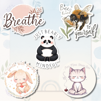 Mindfulness & Calm Sticker 5-Pack | Vinyl Decal Bundle | Adesiva