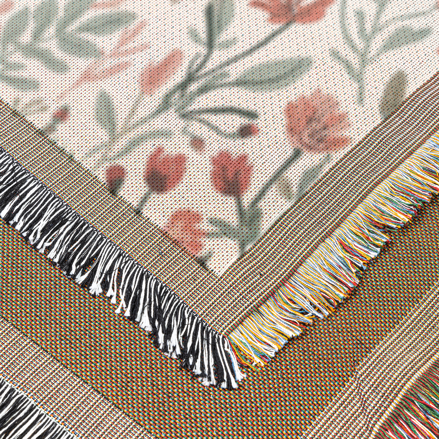 Rustic Wildflower Woven Throw Blanket | Cottagecore Floral Design | Soft Printed Tapestry Blanket for Sofa, Bed & Home Décor