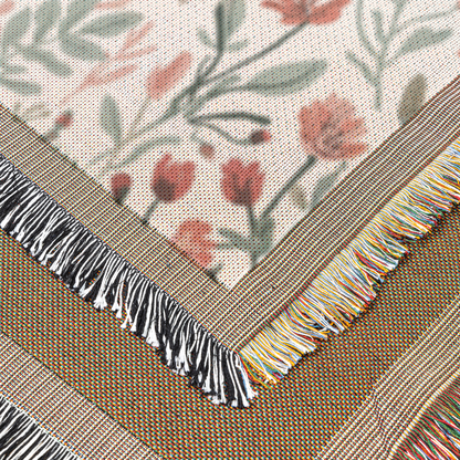 Rustic Wildflower Woven Throw Blanket | Cottagecore Floral Design | Soft Printed Tapestry Blanket for Sofa, Bed & Home Décor