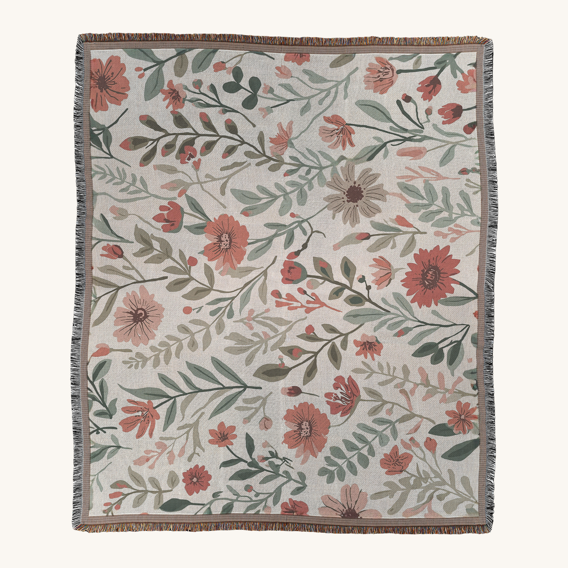 Rustic Wildflower Woven Throw Blanket | Cottagecore Floral Design | Soft Printed Tapestry Blanket for Sofa, Bed & Home Décor Default Title