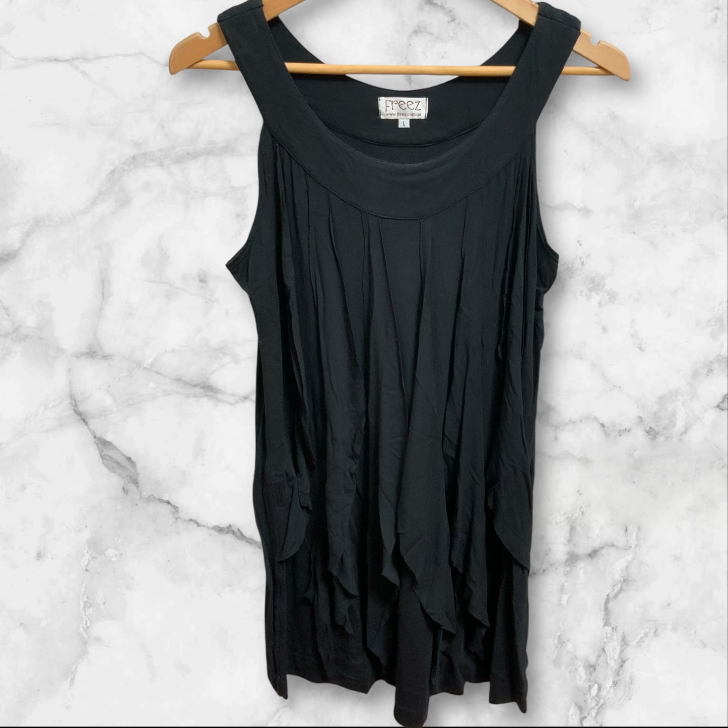 Freez Women's Black Short Dress | Sleeveless | Rayon Lycra Blend | L | Pre-Owned