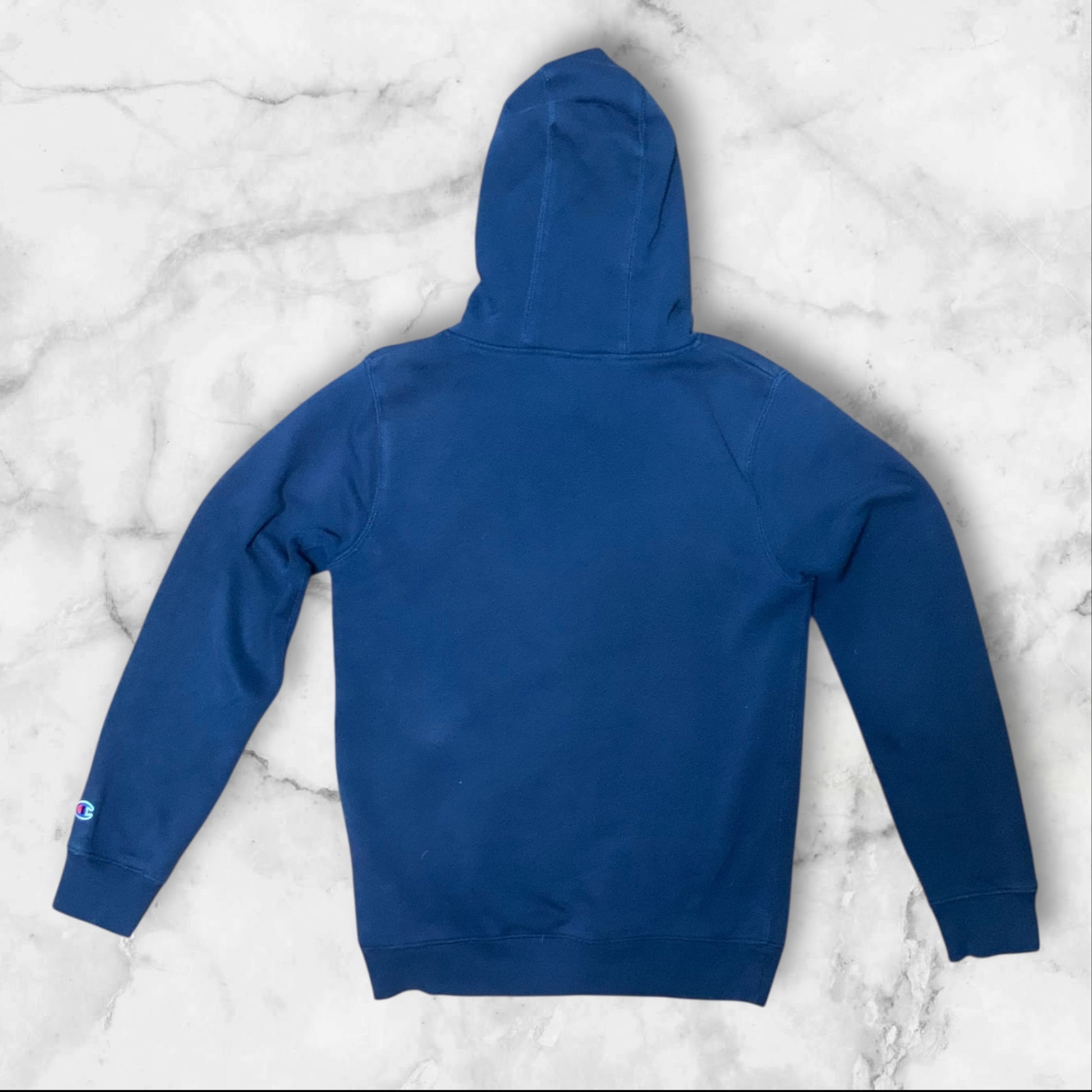 Champion | Youth Unisex Hoodie | Navy Blue | Fleece | Logo | Size 14 | Pre-Owned