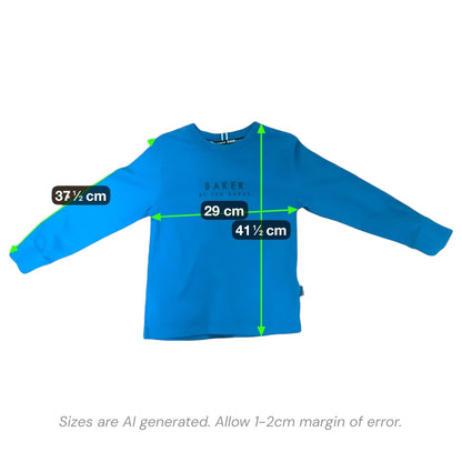 Baker by Ted Baker | Boys T-Shirt | Teal | Long Sleeve | Cotton | Size 4 | Pre-Owned