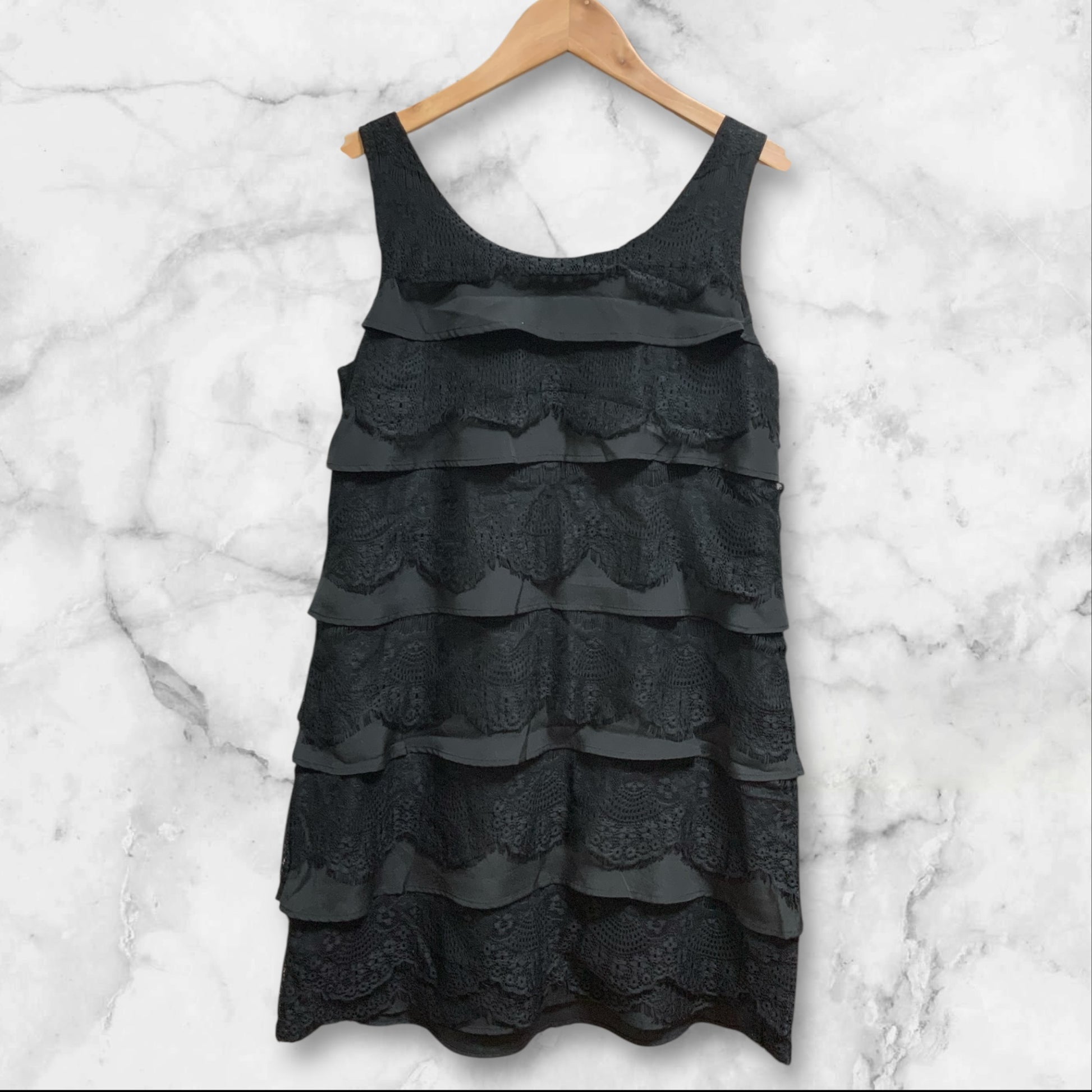 Dorothy Perkins Women's Shift Dress | Black Lace | Layered 1920s Style | Size 10 | Pre-Owned