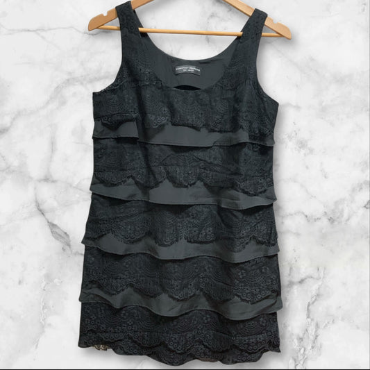 Dorothy Perkins Women's Shift Dress | Black Lace | Layered 1920s Style | Size 10 | Pre-Owned