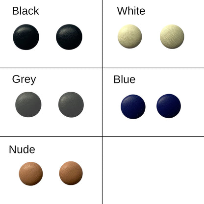 Leather Stud Earrings – Round Button Style, 14mm Handmade Jewellery