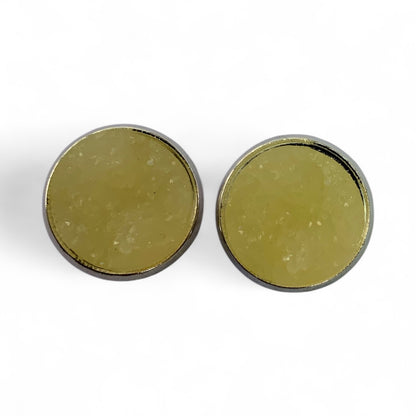Sparkly Druzy Silver Stud Earrings Lightweight Resin, Multiple Colours White