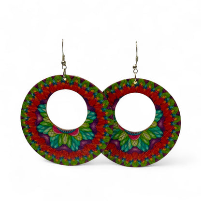 Boho Style Double Sided Wooden Earrings – Handmade Lightweight Jewellery