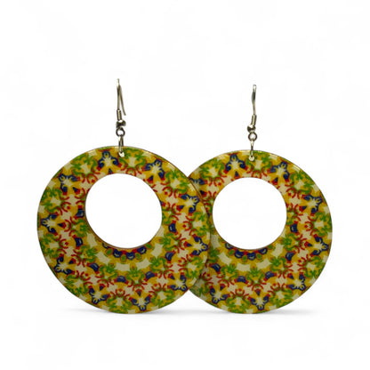 Boho Style Double Sided Wooden Earrings – Handmade Lightweight Jewellery Style 8